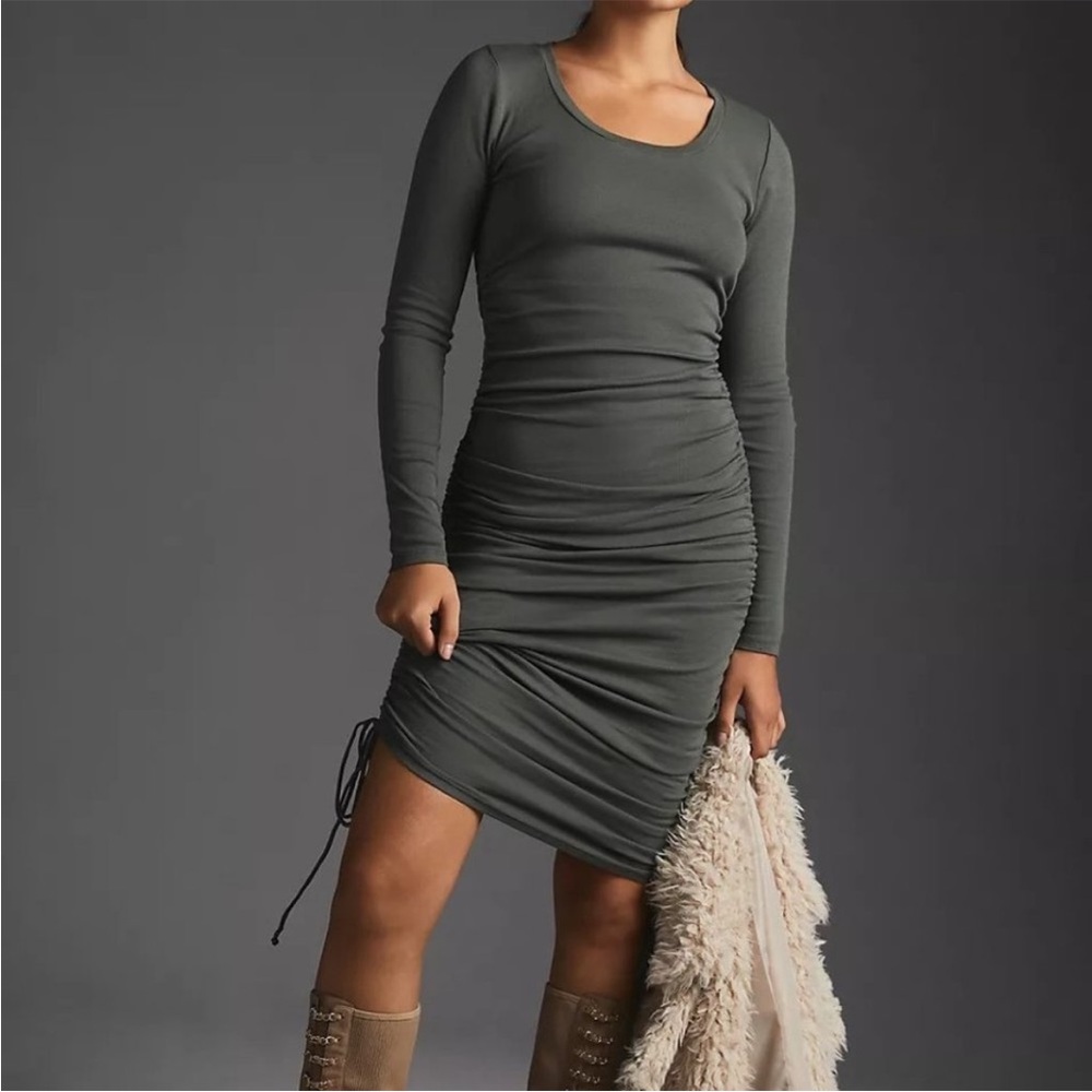 GUC Anthropologie T.La Long-Sleeve Ruched Dress, size L